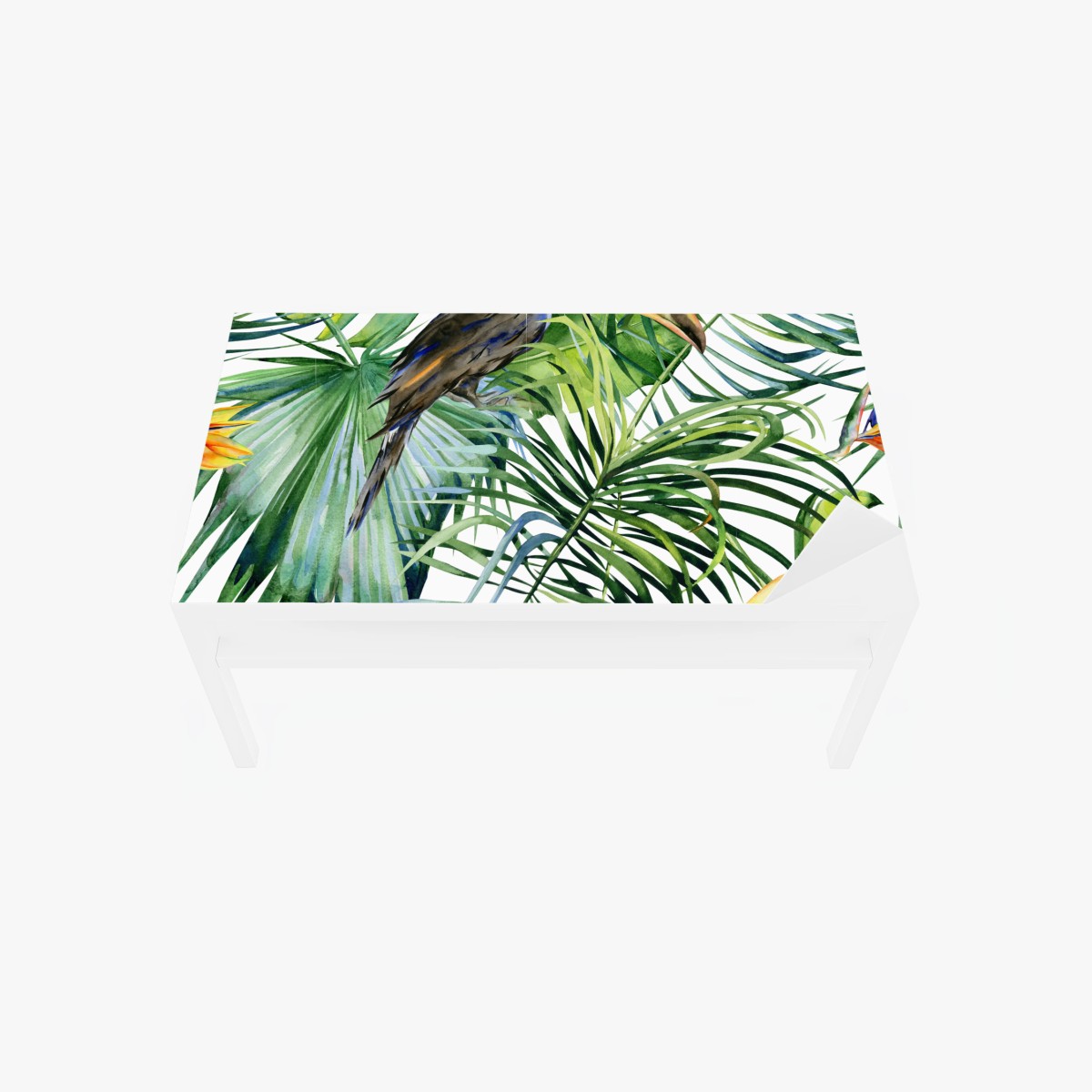 Chapa adhesiva para mesa y escritorio tucanes y hojas tropicales en acuarela – Pixers®