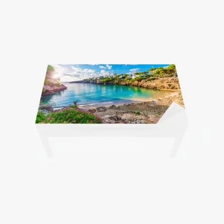 Chapa adhesiva para mesa y escritorio amanecer en Cala Esmeralda, Mallorca – Pixers®
