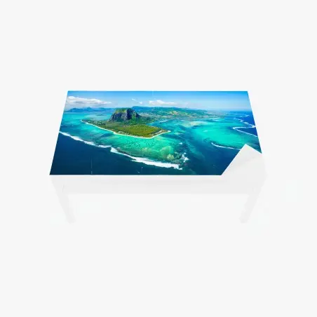Chapa adhesiva para mesa y escritorio panorama aéreo de Le Morne Brabant, Mauricio – Pixers®