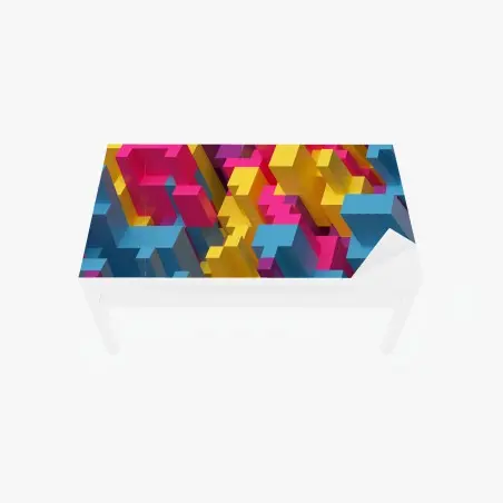 Chapa adhesiva para mesa y escritorio paisaje geométrico en tonos vibrantes – Pixers®