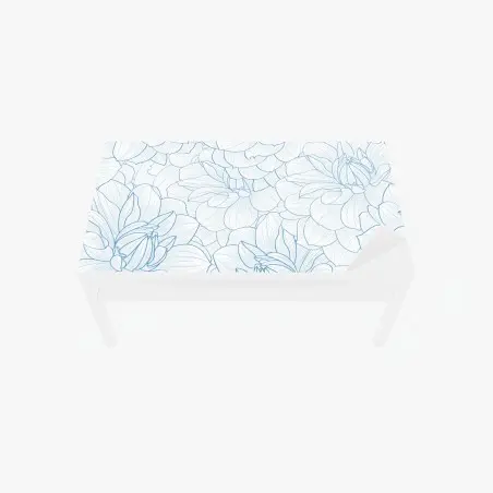Chapa adhesiva para mesa y escritorio estampado floral en líneas azules y delicadas – Pixers®