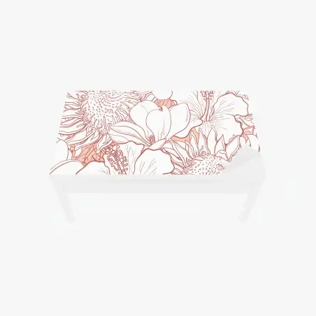 Chapa adhesiva para mesa y escritorio patrón floral tropical en coral y blanco – Pixers®