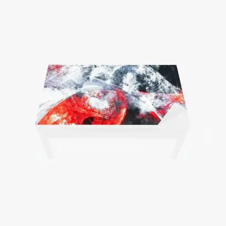 Chapa adhesiva para mesa y escritorio composición fractal roja y blanca en movimiento – Pixers®