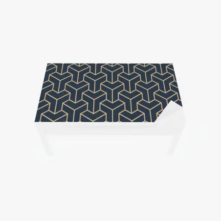Chapa adhesiva para mesa y escritorio patrón geométrico isométrico en azul marino y beige – Pixers®