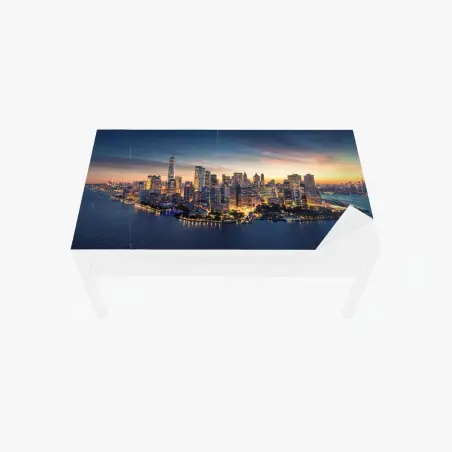 Chapa adhesiva para mesa y escritorio amanecer en Manhattan: panorámica urbana de Nueva York – Pixers®