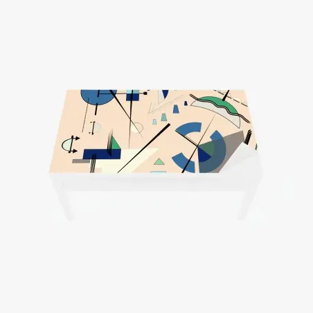Chapa adhesiva para mesa y escritorio composición geométrica abstracta en tonos azules y verdes – Pixers®
