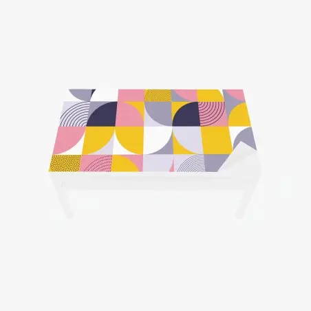 Chapa adhesiva para mesa y escritorio patrón geométrico retro en tonos rosa y amarillo – Pixers®