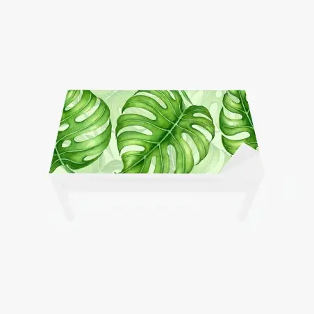 Chapa adhesiva para mesa y escritorio patrón tropical de hojas de monstera en acuarela – Pixers®