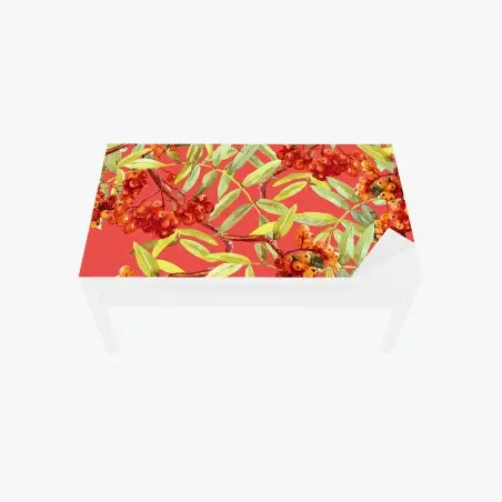 Chapa adhesiva para mesa y escritorio serbal en acuarela sobre fondo coral – Pixers®