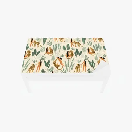 Chapa adhesiva para mesa y escritorio armonía tropical entre mujeres y felinos – Pixers®