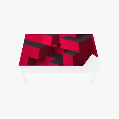 Chapa adhesiva para mesa y escritorio diseño geométrico tridimensional en rojo y negro – Pixers®