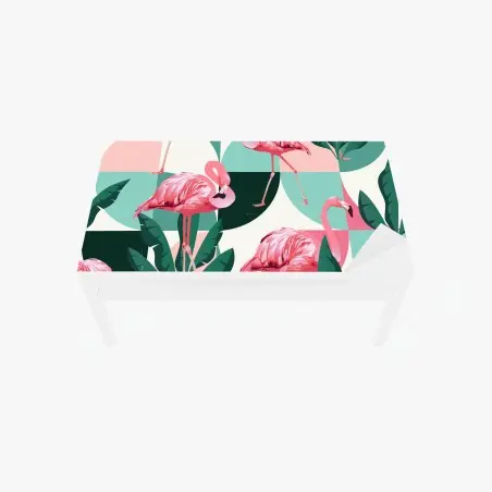 Chapa adhesiva para mesa y escritorio patrón tropical de flamencos rosas y hojas verdes – Pixers®