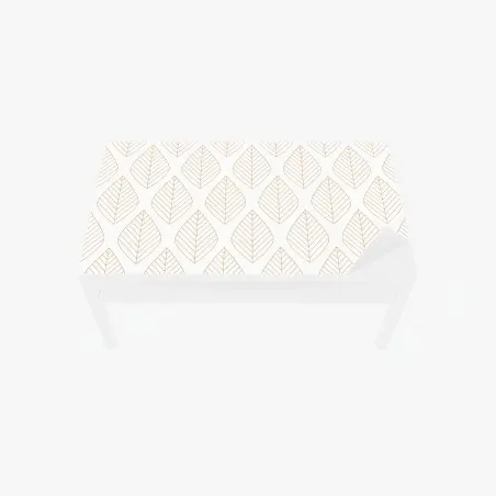 Chapa adhesiva para mesa y escritorio patrón de hojas doradas sobre fondo blanco – Pixers®