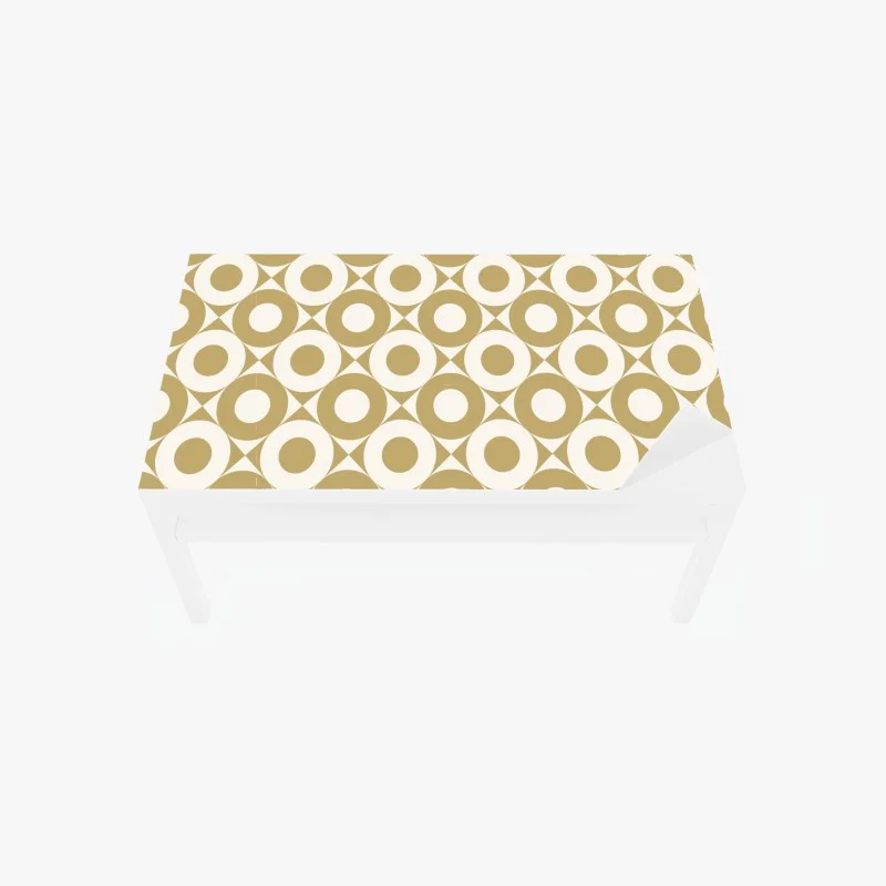 Chapa adhesiva para mesa y escritorio patrón geométrico retro de círculos beige