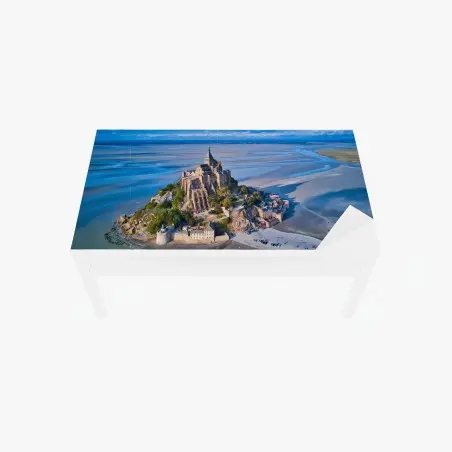 Chapa adhesiva para mesa y escritorio vista aérea de Mont Saint-Michel en marea baja – Pixers®