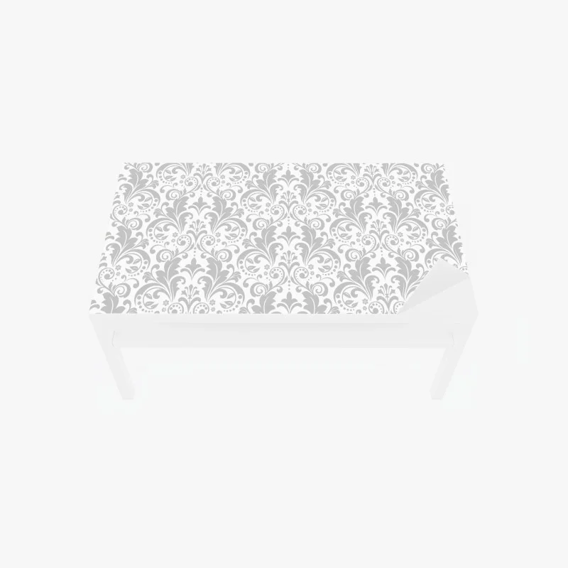 Chapa adhesiva para mesa y escritorio diseño damasco gris y blanco elegante