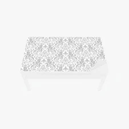 Chapa adhesiva para mesa y escritorio diseño damasco gris y blanco elegante – Pixers®
