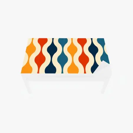 Chapa adhesiva para mesa y escritorio patrón geométrico retro ondulado multicolor – Pixers®