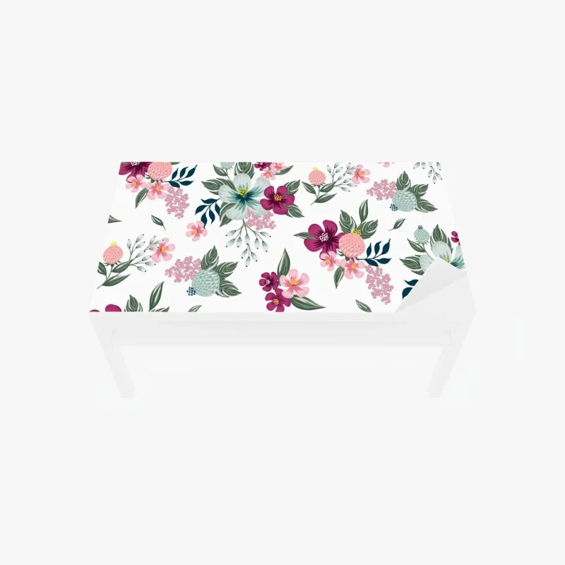 Chapa adhesiva para mesa y escritorio elegante estampado floral en tonos rosa y verde