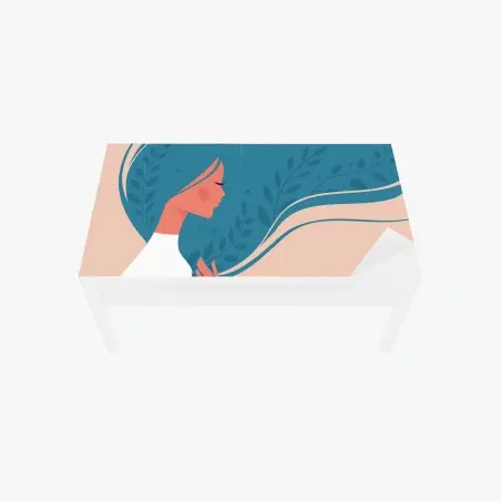Chapa adhesiva para mesa y escritorio mujer serena con cabello floral – Pixers®
