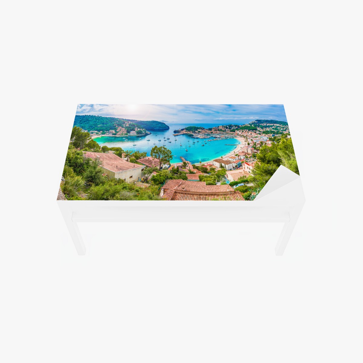 Chapa adhesiva para mesa y escritorio vistas panorámicas de Puerto de Sóller, Mallorca – Pixers®
