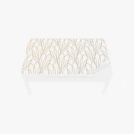 Chapa adhesiva para mesa y escritorio patrón de hojas doradas sobre fondo blanco – Pixers®