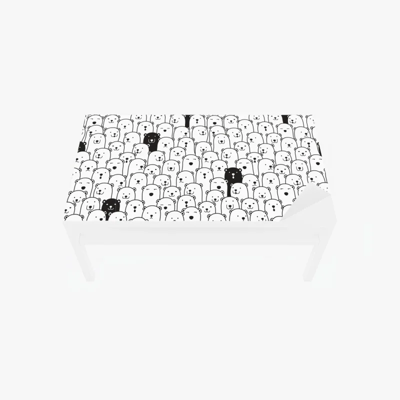 Chapa adhesiva para mesa y escritorio patrón de osos minimalista en blanco y negro