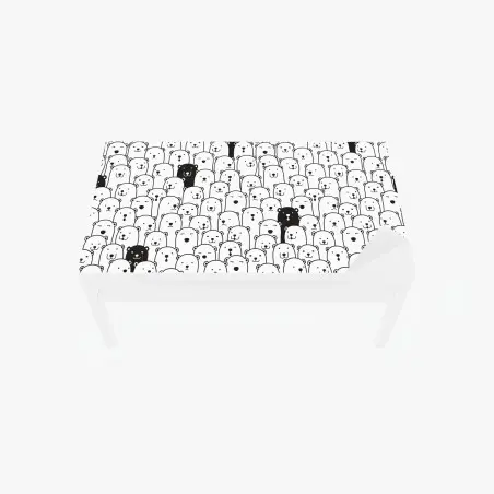 Chapa adhesiva para mesa y escritorio patrón de osos minimalista en blanco y negro – Pixers®