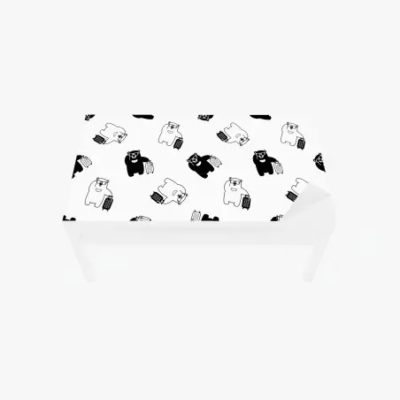 Chapa adhesiva para mesa y escritorio patrón de osos viajeros en blanco y negro – Pixers®