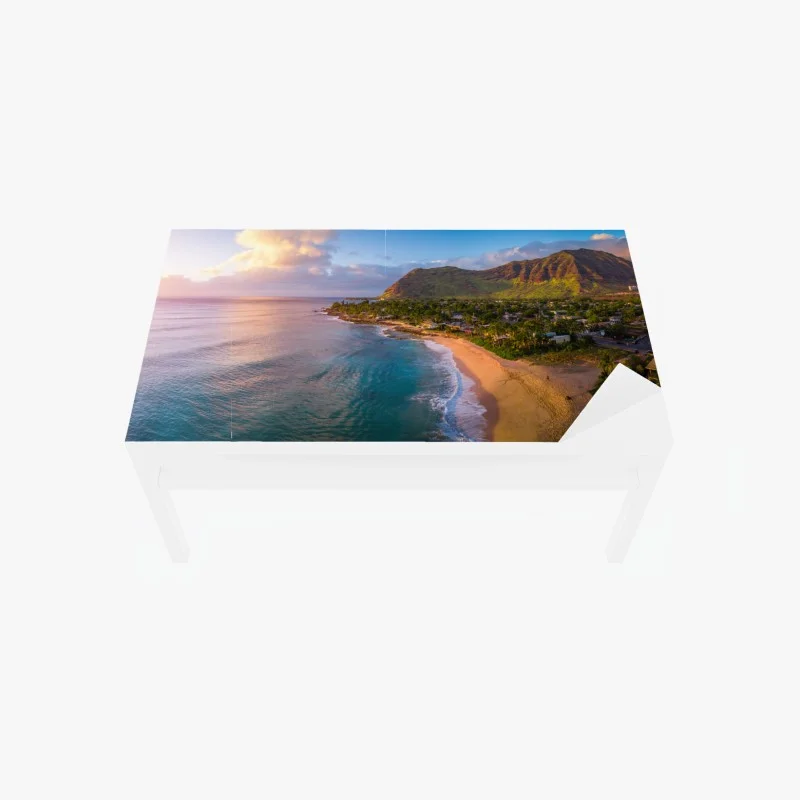 Chapa adhesiva para mesa y escritorio atardecer tropical en la costa dorada