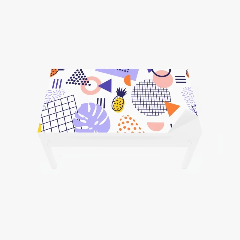 Chapa adhesiva para mesa y escritorio diseño tropical geométrico en colores vibrantes