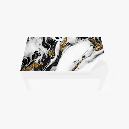 Chapa adhesiva para mesa y escritorio flujo dorado sobre mármol en blanco y negro – Pixers®
