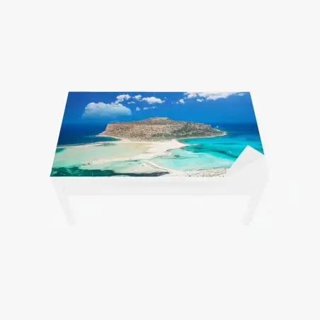 Chapa adhesiva para mesa y escritorio paisaje marino de Balos: aguas turquesa y arena blanca – Pixers®