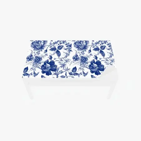 Chapa adhesiva para mesa y escritorio estampado floral azul estilo vintage – Pixers®