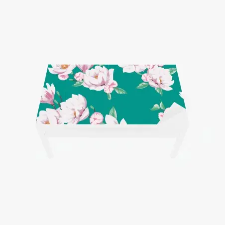 Chapa adhesiva para mesa y escritorio estampado de magnolias blancas sobre fondo verde azulado – Pixers®