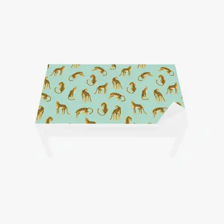 Chapa adhesiva para mesa y escritorio patrón de guepardos en verde menta – Pixers®