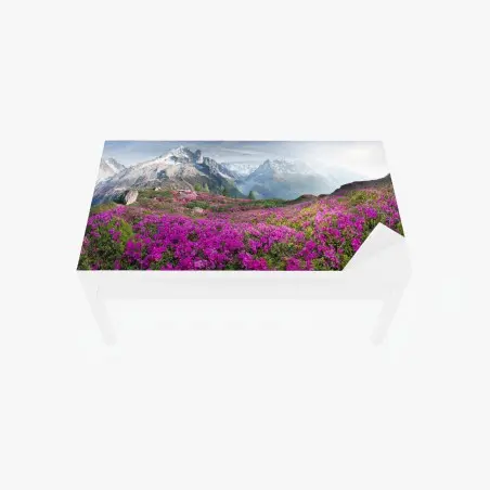 Chapa adhesiva para mesa y escritorio pradera alpina en flor junto a Mont Blanc – Pixers®