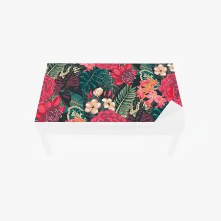 Chapa adhesiva para mesa y escritorio estampado floral tropical en tonos rojos – Pixers®