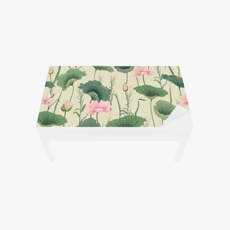 Chapa adhesiva para mesa y escritorio estampa de lotos y hojas verdes