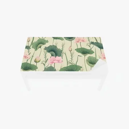 Chapa adhesiva para mesa y escritorio estampa de lotos y hojas verdes – Pixers®