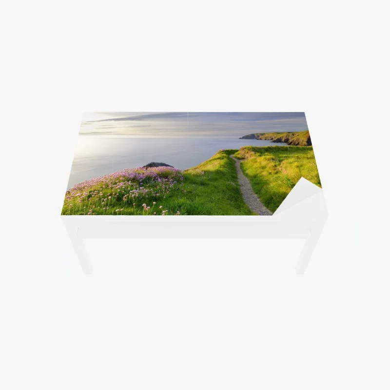 Chapa adhesiva para mesa y escritorio sendero costero en Ceibwr Bay al atardecer