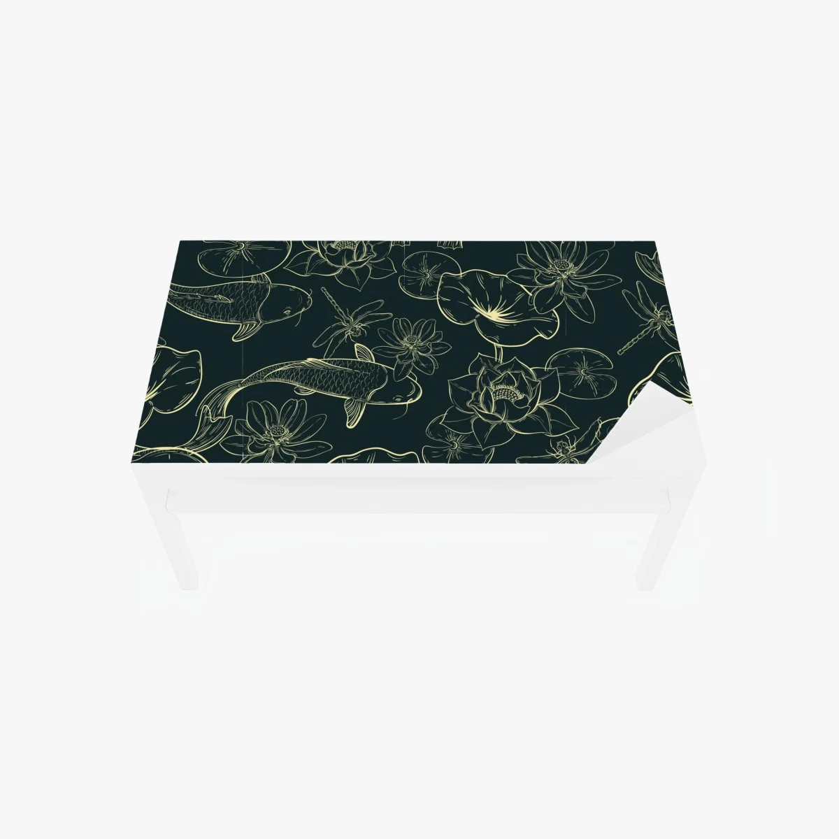 Chapa adhesiva para mesa y escritorio patrón zen de carpas y lotos en trazo dorado – Pixers® Chapa adhesiva para mesa y escritorio patrón zen de carpas y lotos en trazo dorado – Pixers®