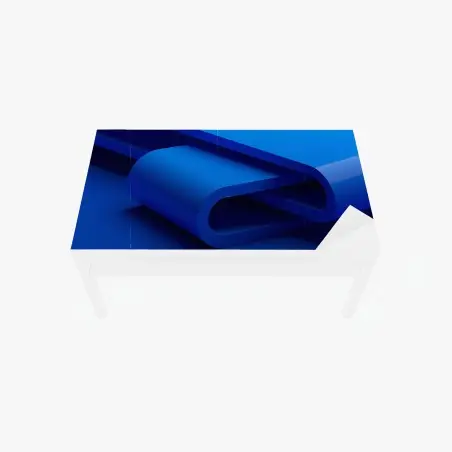 Chapa adhesiva para mesa y escritorio curvas geométricas en azul profundo – Pixers®