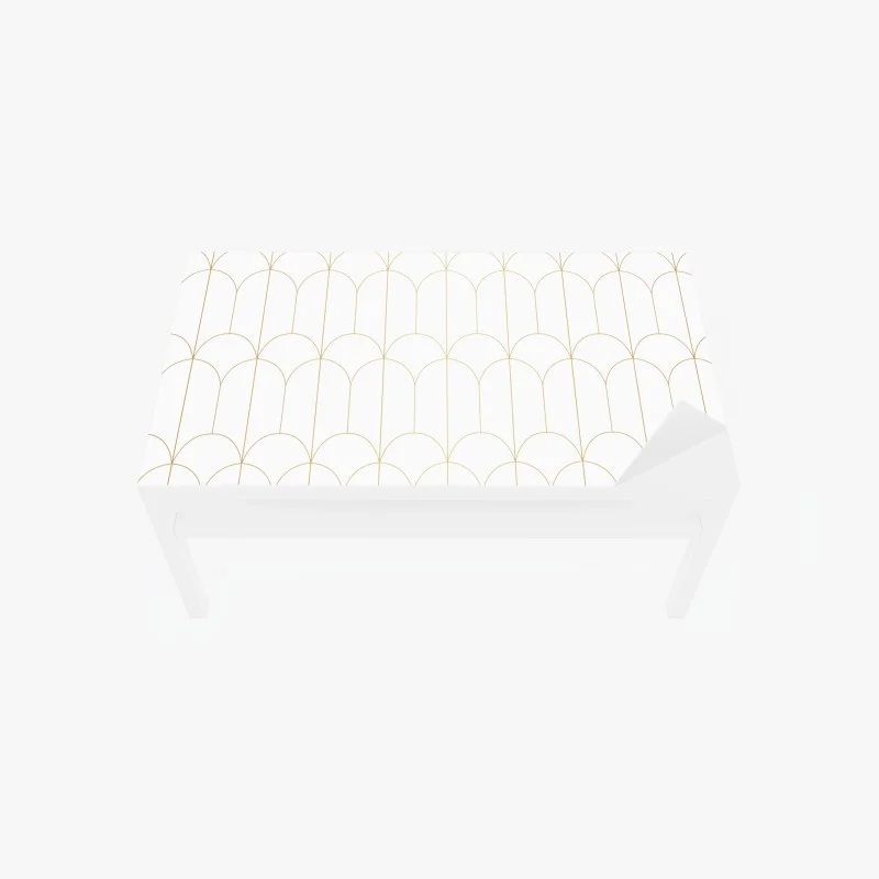 Chapa adhesiva para mesa y escritorio patrón geométrico art déco dorado minimalista