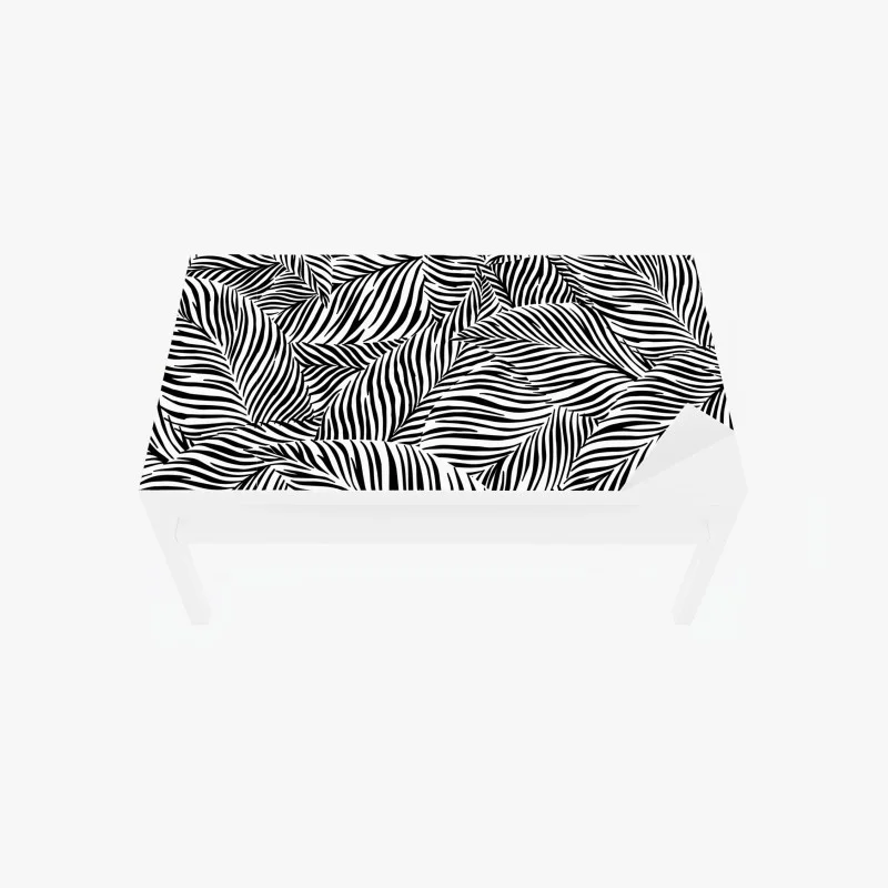 Chapa adhesiva para mesa y escritorio patrón de hojas rayadas en blanco y negro