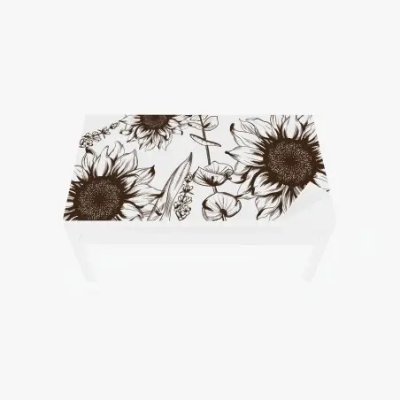 Chapa adhesiva para mesa y escritorio girasoles ilustrados en tinta estilo vintage – Pixers®
