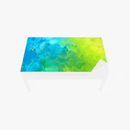 Chapa adhesiva para mesa y escritorio composición abstracta en acuarela azul y verde vibrante – Pixers®