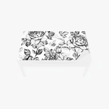 Chapa adhesiva para mesa y escritorio motivo de rosas vintage en blanco y negro – Pixers®