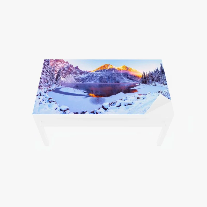 Chapa adhesiva para mesa y escritorio amanecer dorado en los Alpes nevados