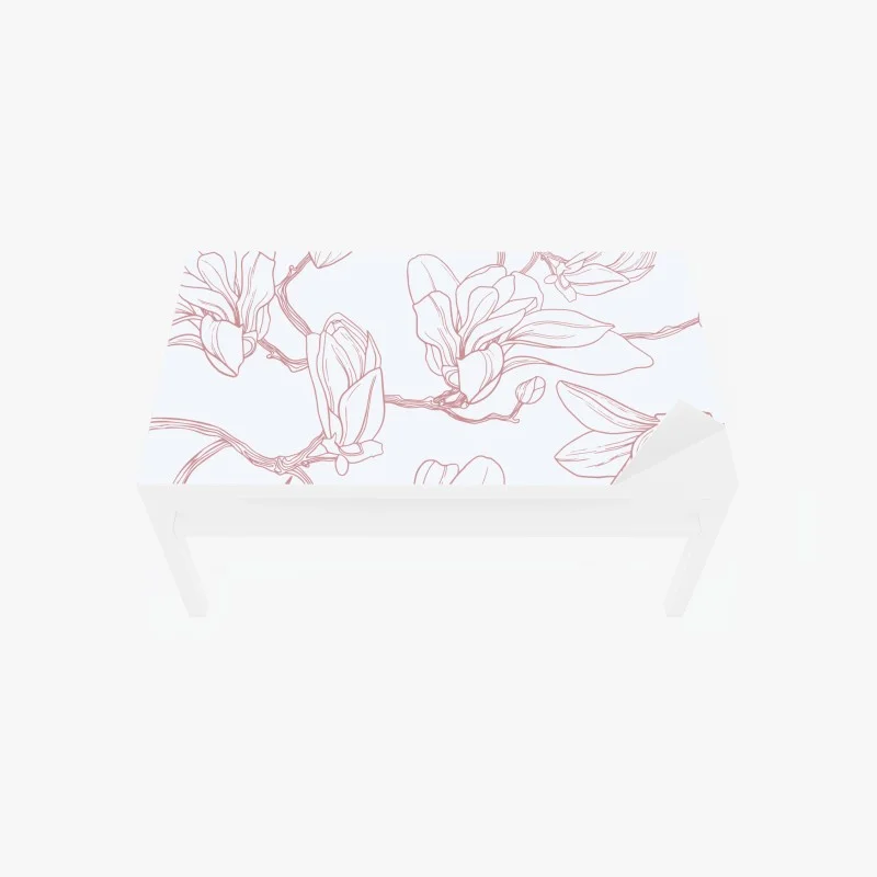 Chapa adhesiva para mesa y escritorio patrón de magnolias en tonos rosa palo